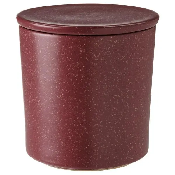 Scented candle in ceramic jar w lid, Berries/red,