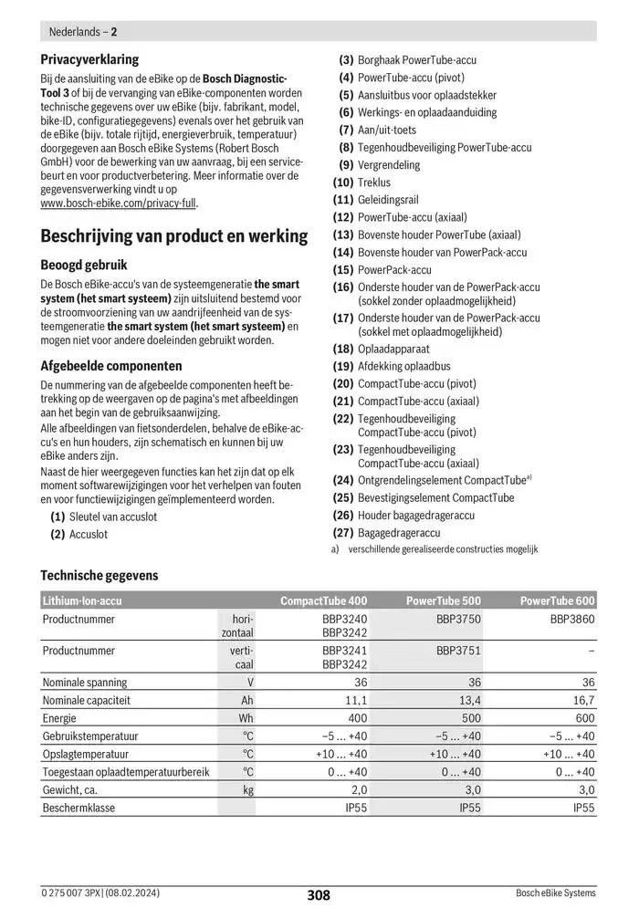 Electric Bike Manual van 12 februari tot 12 augustus 2025 - folder pagina 308