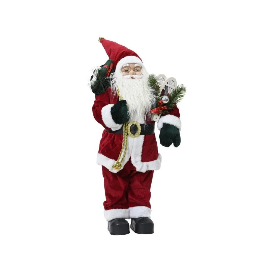 Decoris kerstman polyester kerstfiguur 60cm kerstrood