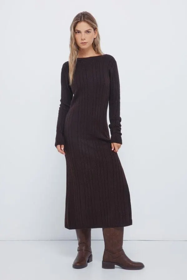 Vestido midi punto pointelle