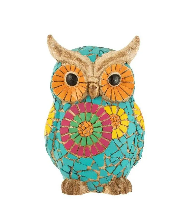 Uil decoratief - kleurrijke mozaïek H 37 cm