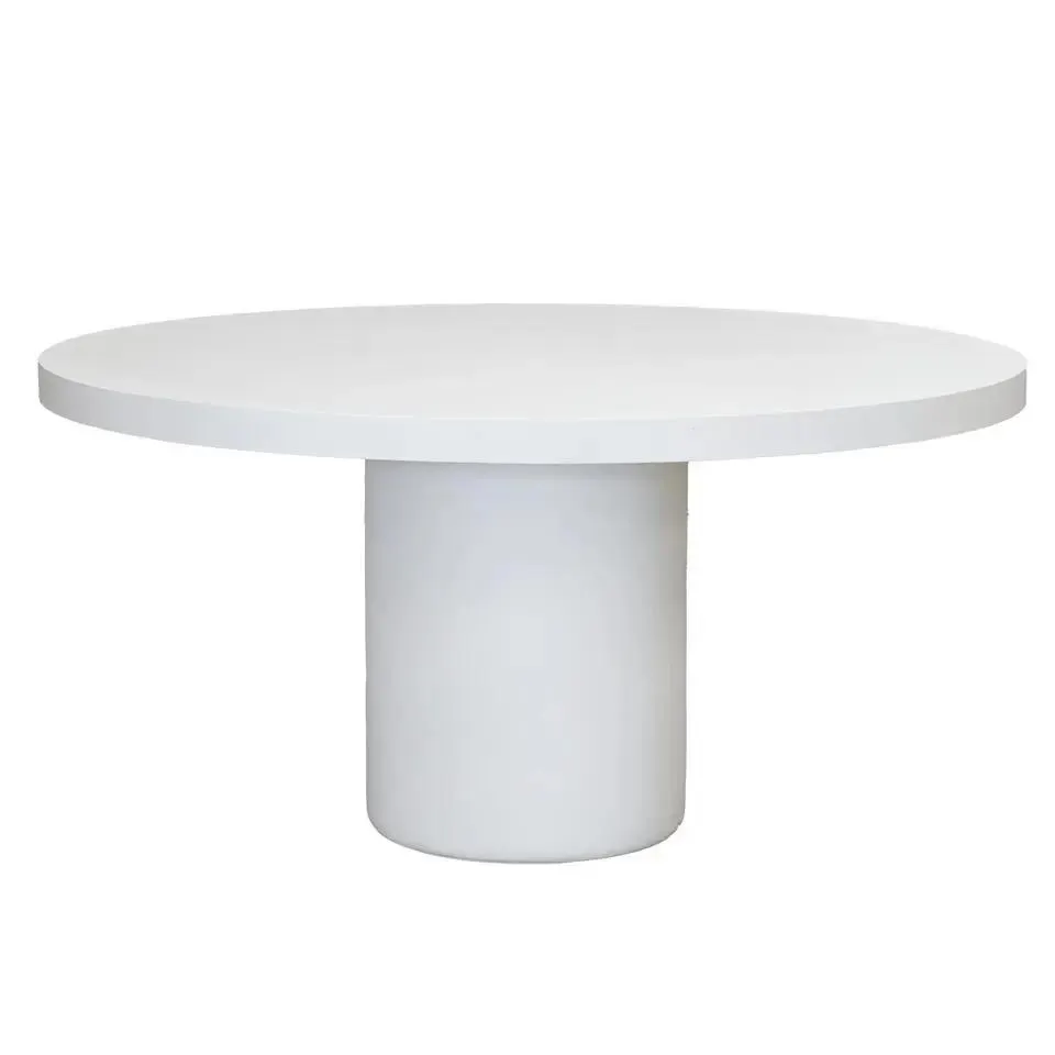 Eettafel Rond 120cm - Wit Eco Composiet - Betonlook - Eden