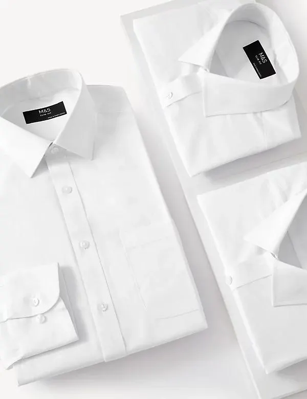 Shorter Length 3pk Slim Fit Easy Iron Long Sleeve Shirts