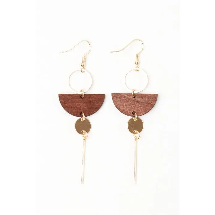 Oorbellen moon wood