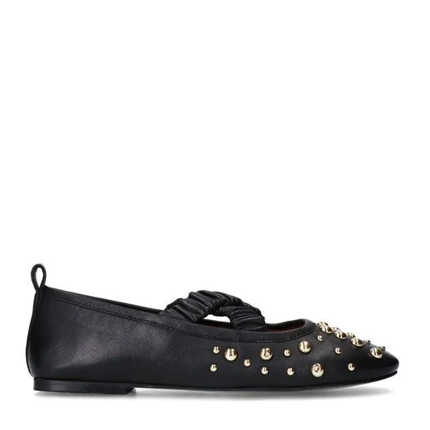 Zwarte leren ballerina's met studs