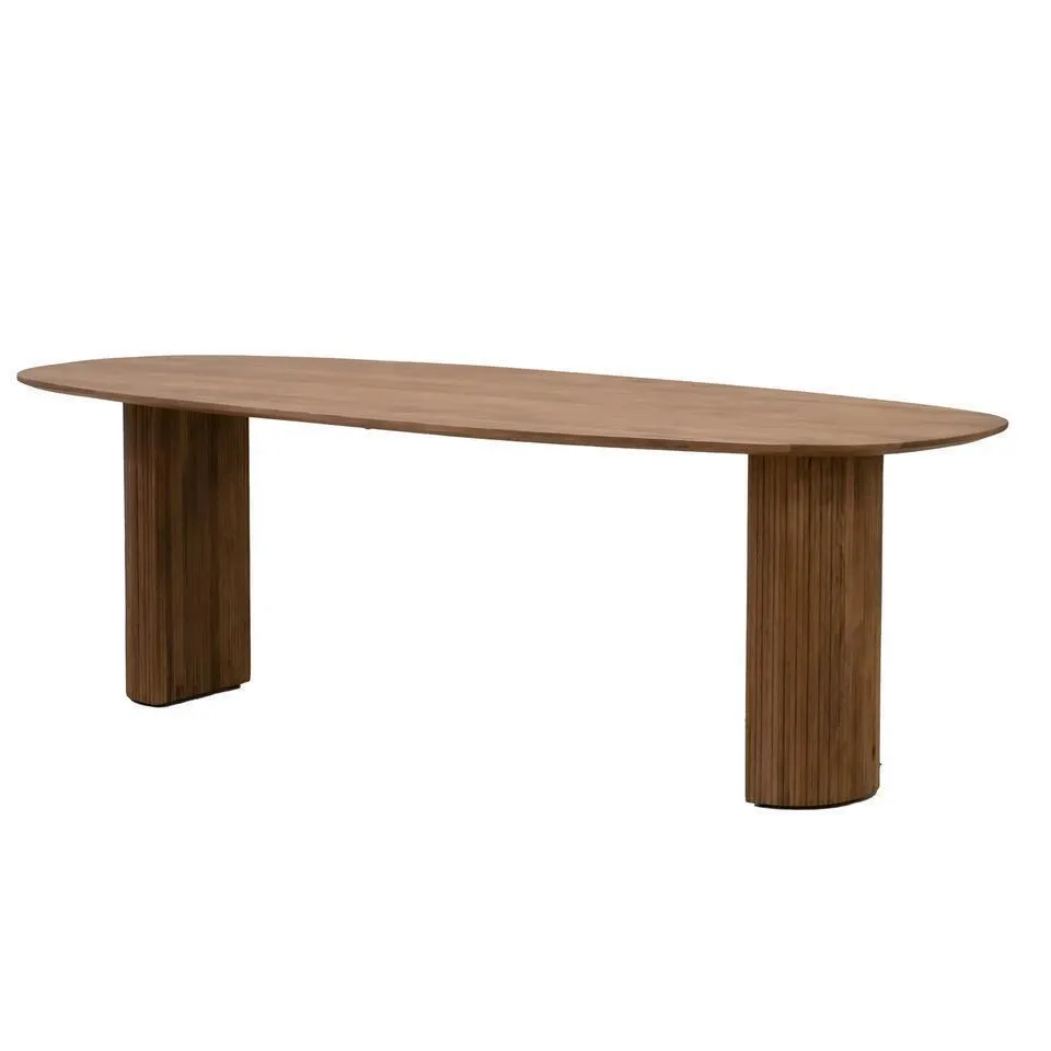 Eettafel Deens Ovaal 220cm - Bruin Mangohout - Feline