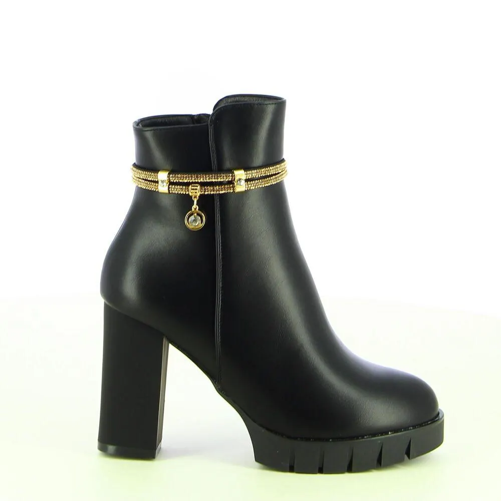 La Strada - Zwart - Enkellaarzen