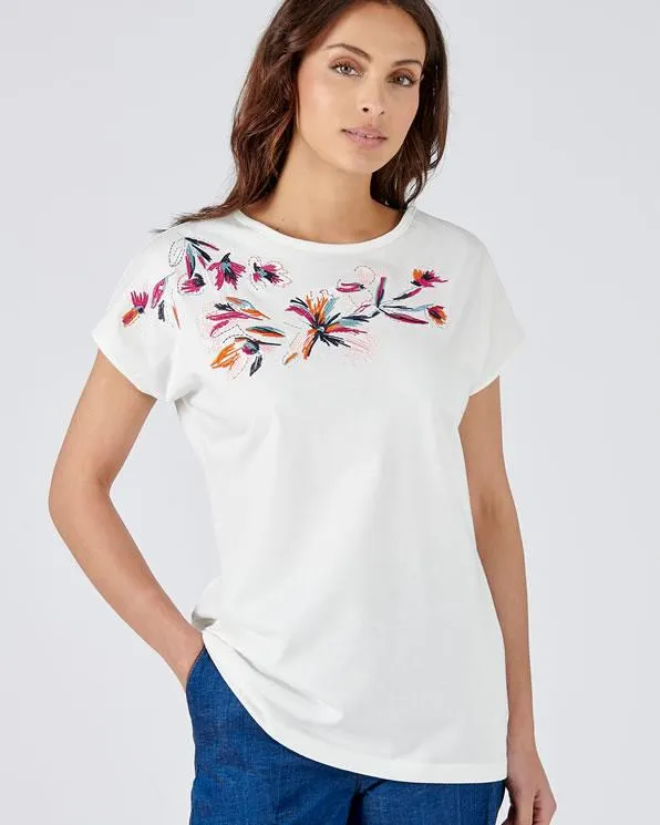 T-shirt in jersey met broderie, biologisch katoen