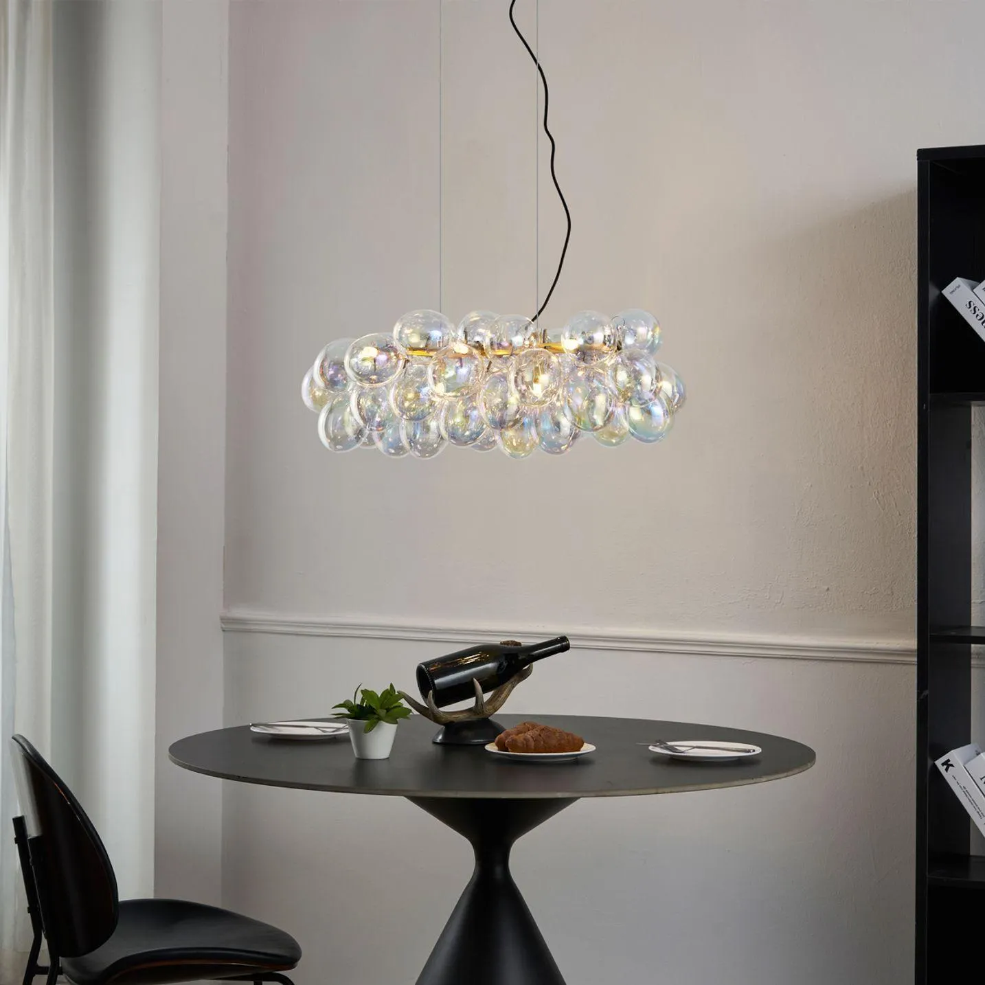 Design hanglamp goud met regenboogglas 8-lichts - Uvas