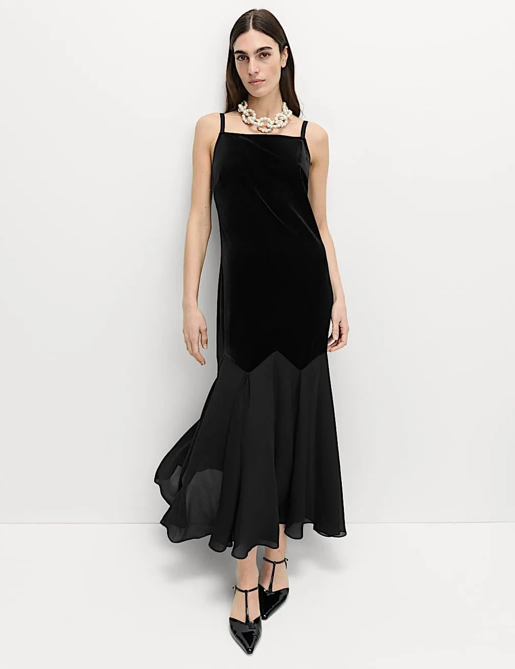 Sheer Square Neck Midaxi Slip Dress