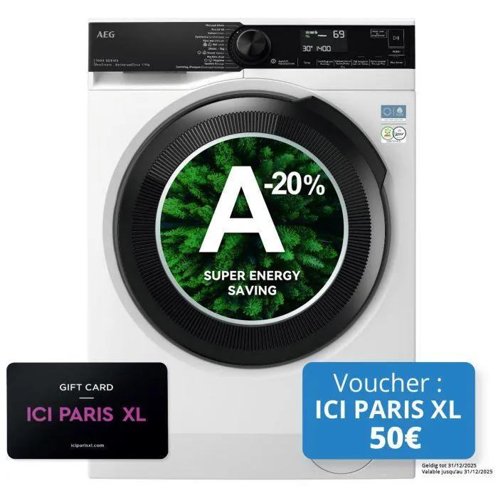 AEG LR794HUD wasmachine 9kg 1400T/min Energieklasse A-20%