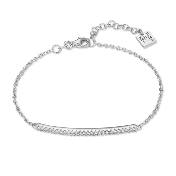 Armband in Zilver, rechte staaf met zirkonia