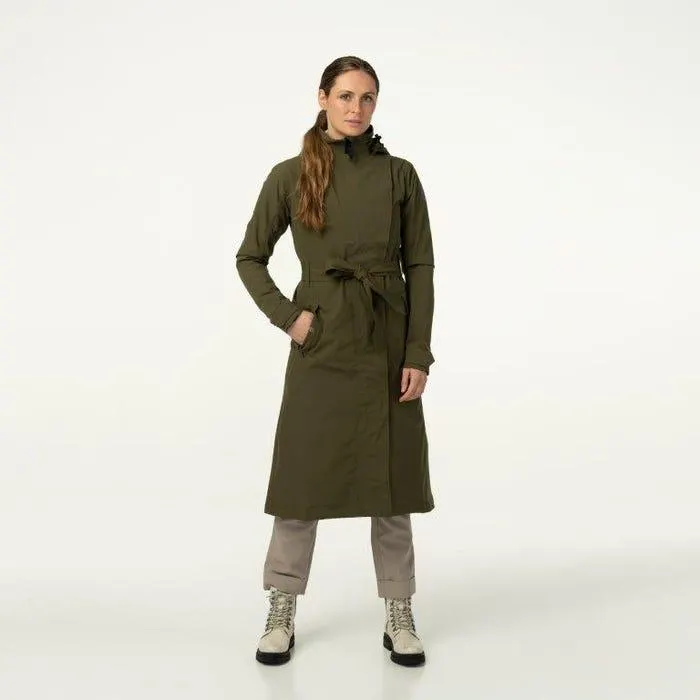 Trench Coat Long Regenjas Urban Outdoor Dames Army Green