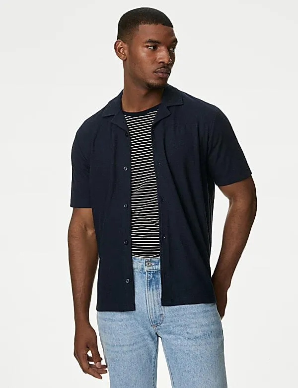 Texturovaná polokošile z čisté bavlny