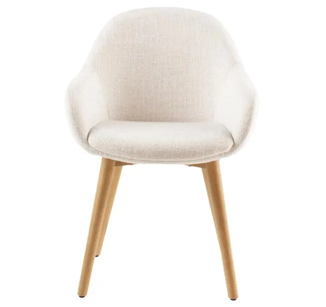 Kuipstoel met houten poten - Natural wit