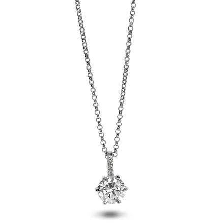 Halsketting in zilver, grote en kleine steentjes