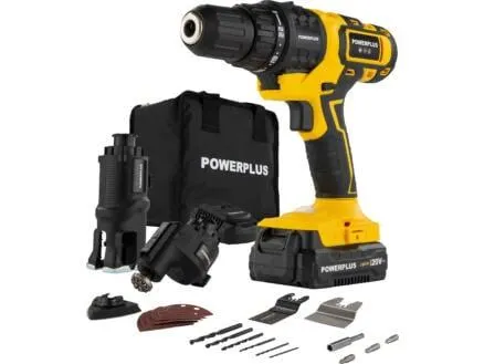 Powerplus POWX00550 meerkoppig gereedschap 5-in-1 20V Li-Ion + lader + 25 accessoires