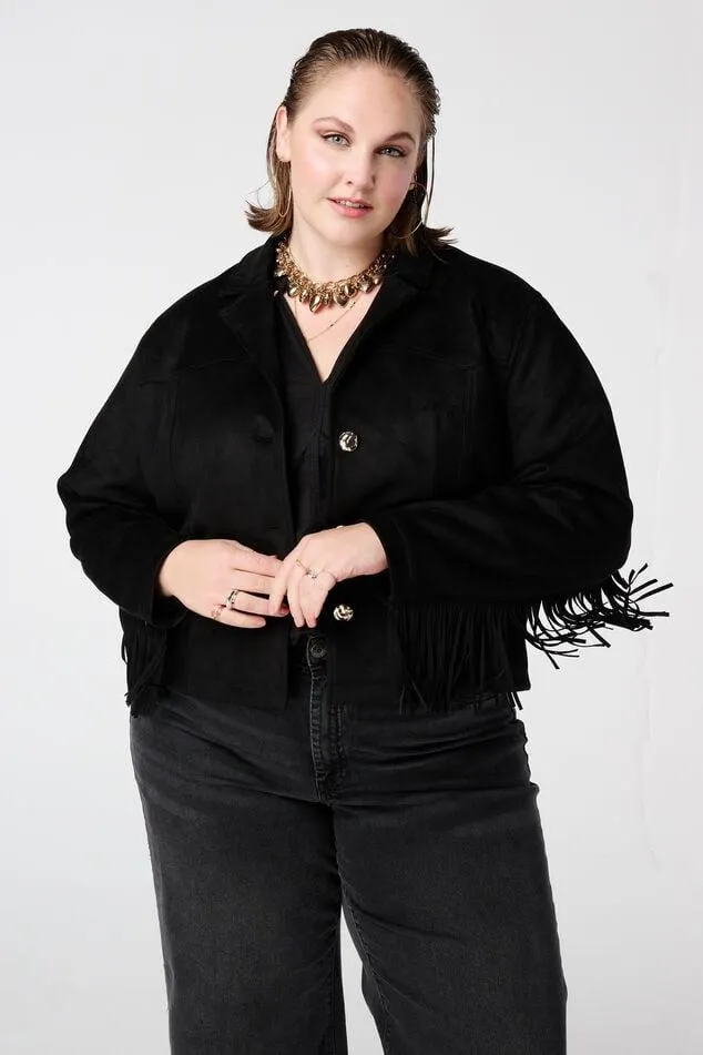 Suèdine jacket met franjes