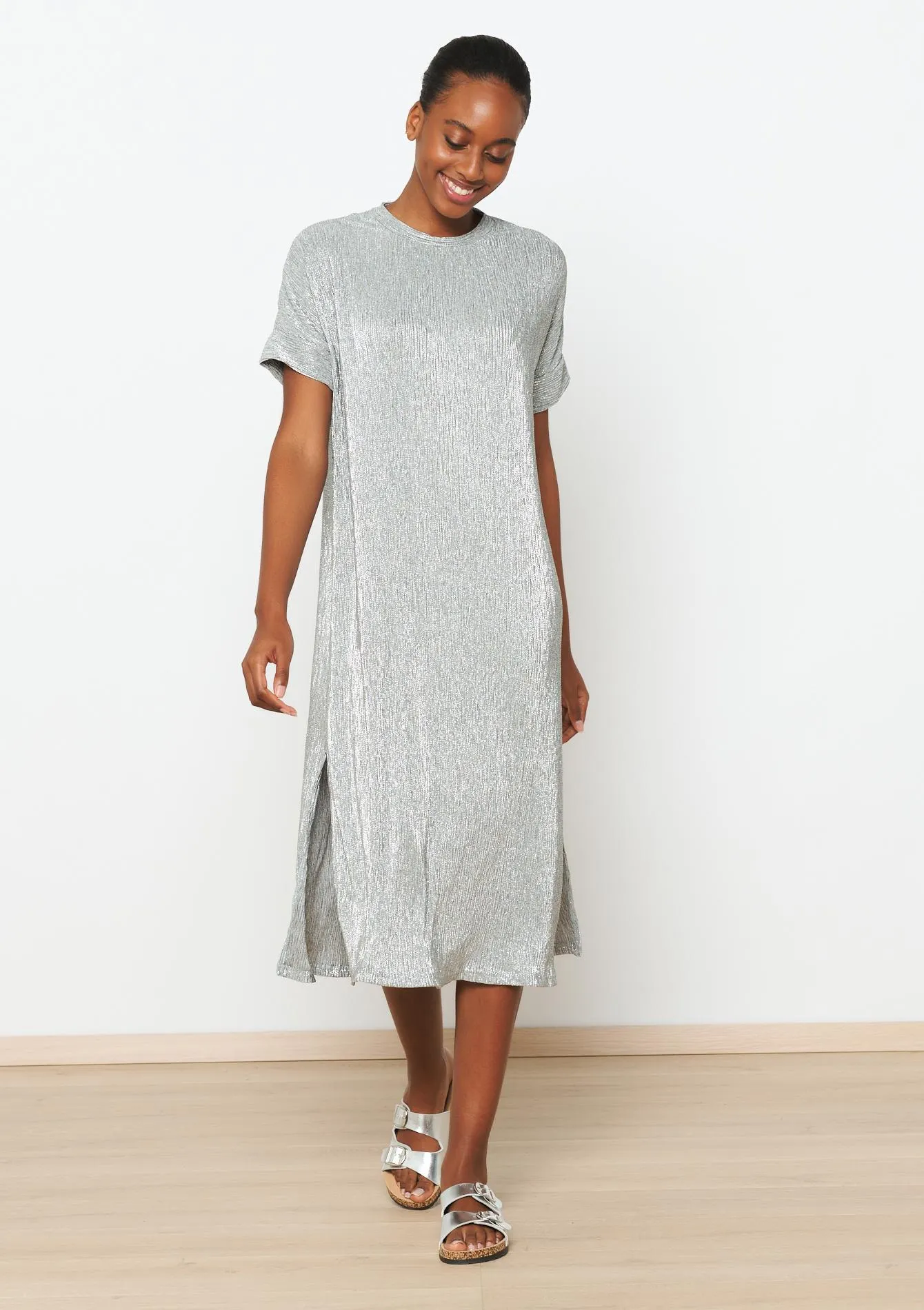 Metallic T-shirt dress