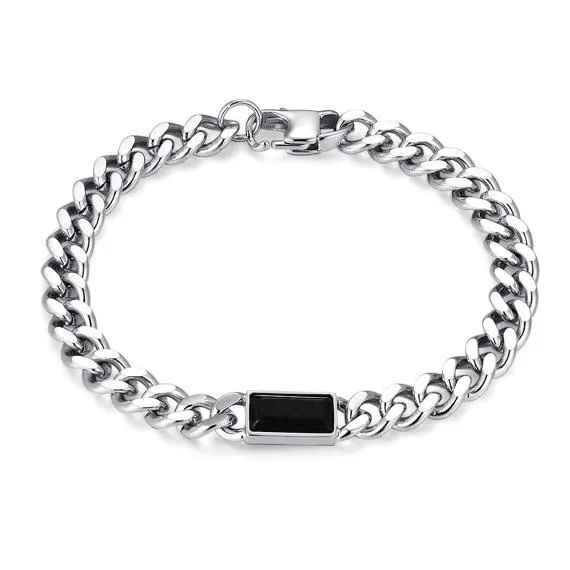 Armband in edelstaal, zwart element