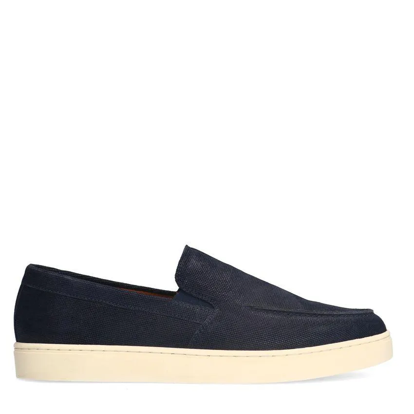 Donkerblauwe suède loafers