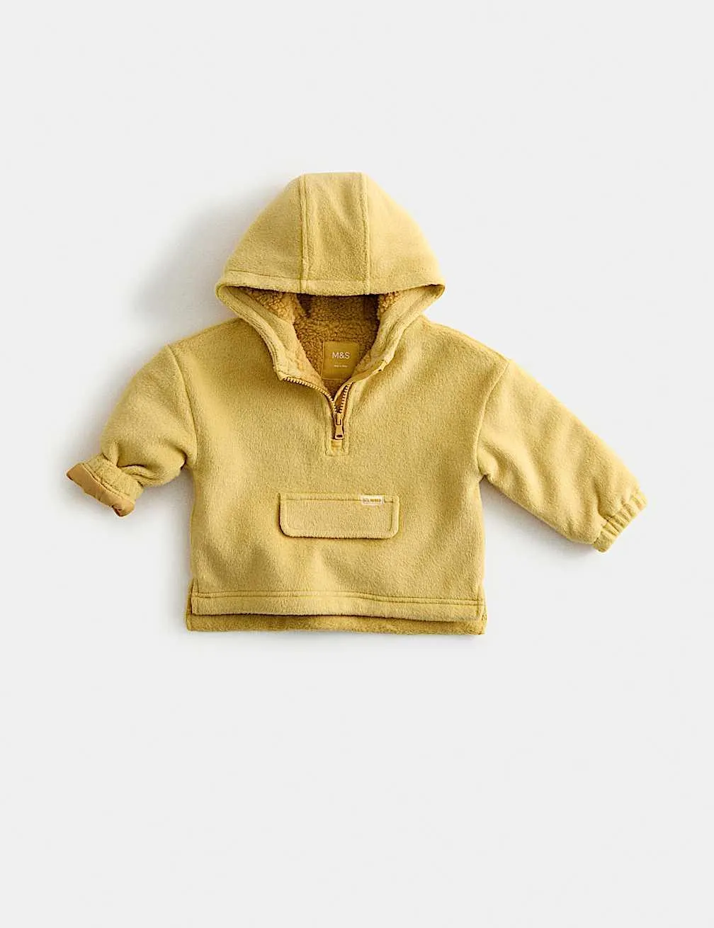 Cotton Blend Fleece Lined Half Zip Hoodie (0-3 Yrs)
