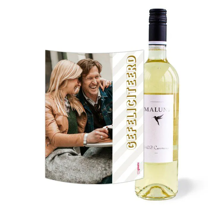 Maluni | Chardonnay | Gefeliciteerd met eigen foto en tekst | 750 ml