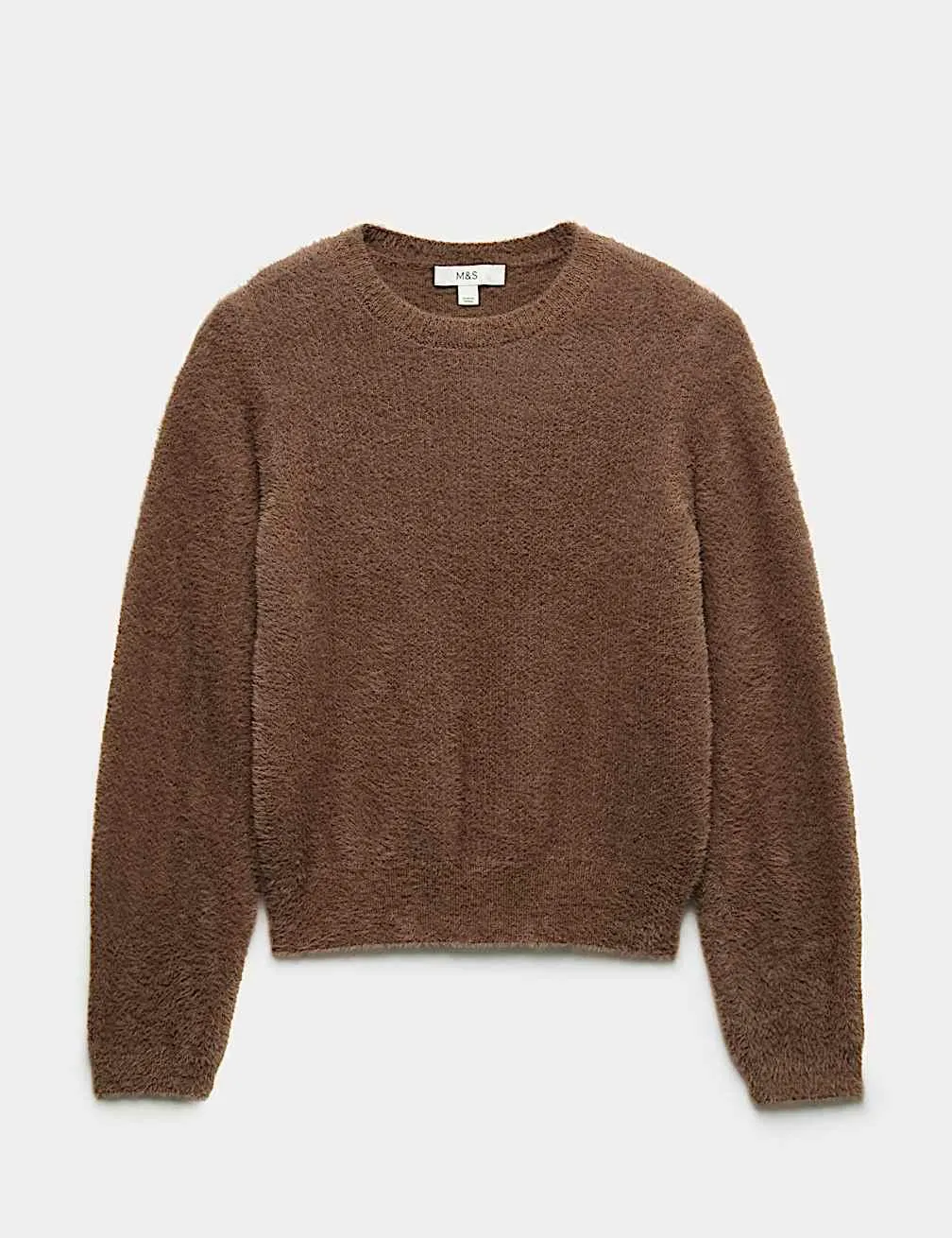 Fluffy Crew Neck Knitted Jumper