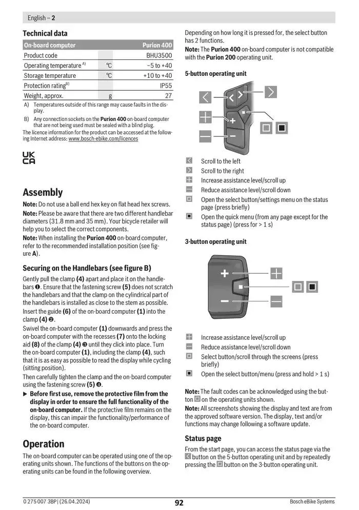 Electric Bike Manual van 12 februari tot 12 augustus 2025 - folder pagina 92