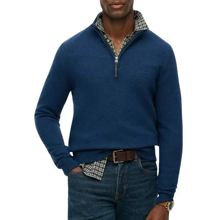 Wool Blend Half Zip Sweater Heren