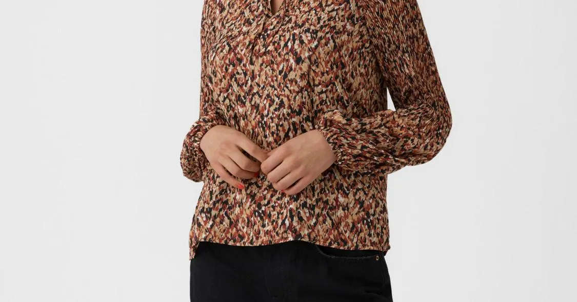 Regular fit V-Hals Manchetten met elastiek Normale mouwen Top