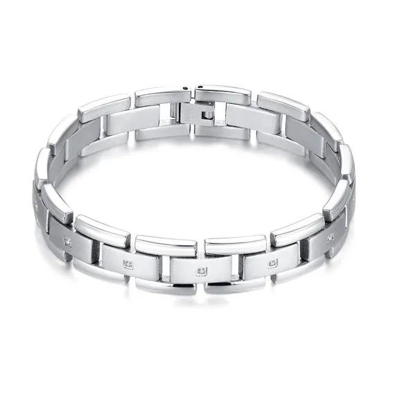 Armband in edelstaal, rechte en gebogen schakels