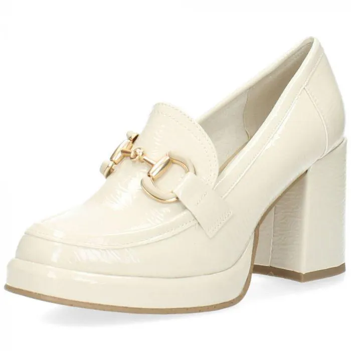 Ecru mocassins op hak