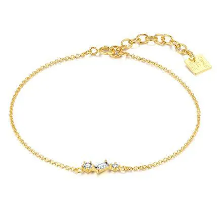 Armband in zilver, goudkleurig, vierkante, rechthoekige en ronde zirkonia