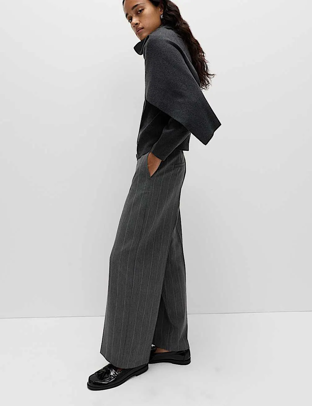 Pinstripe Wide Leg Trousers