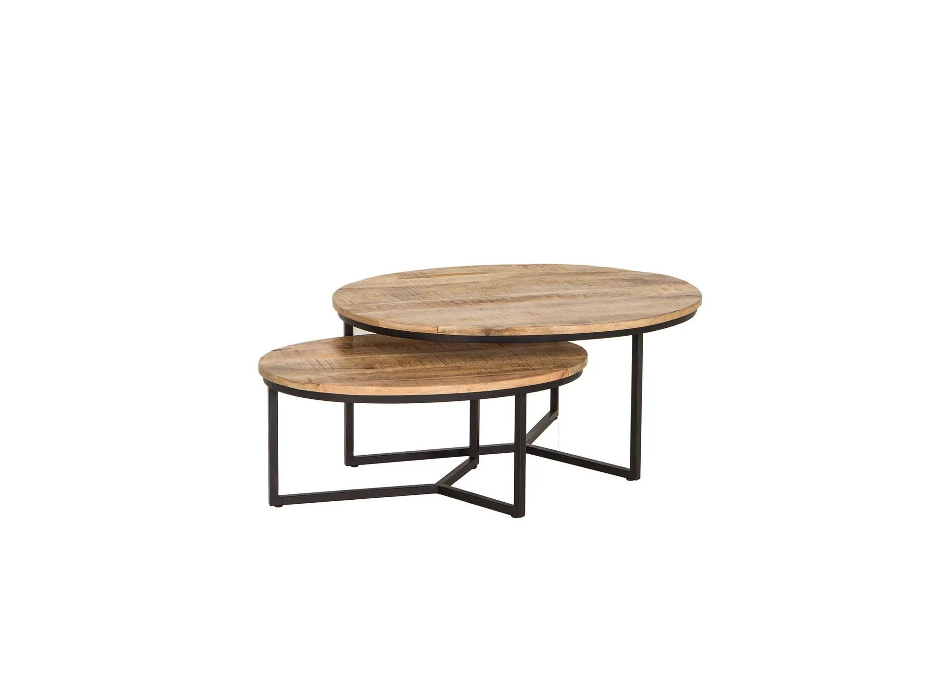 Bijzettafel Andromeda 70x90cm - hout massief - bruin - set van 2