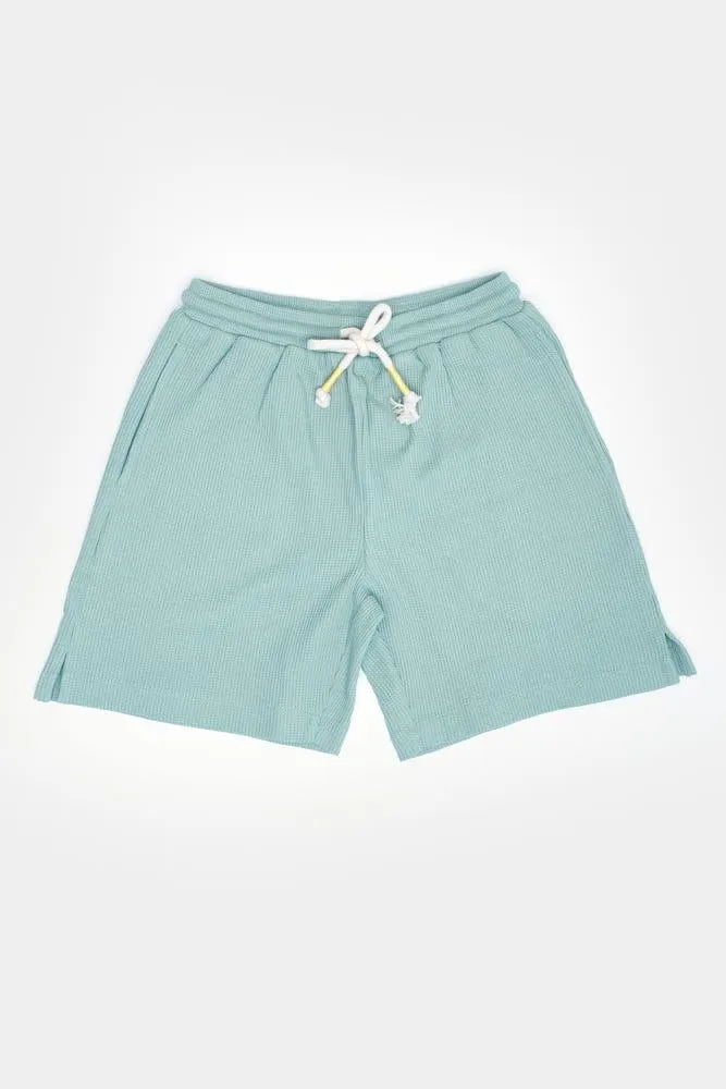 Kids short effen wafelstructuur