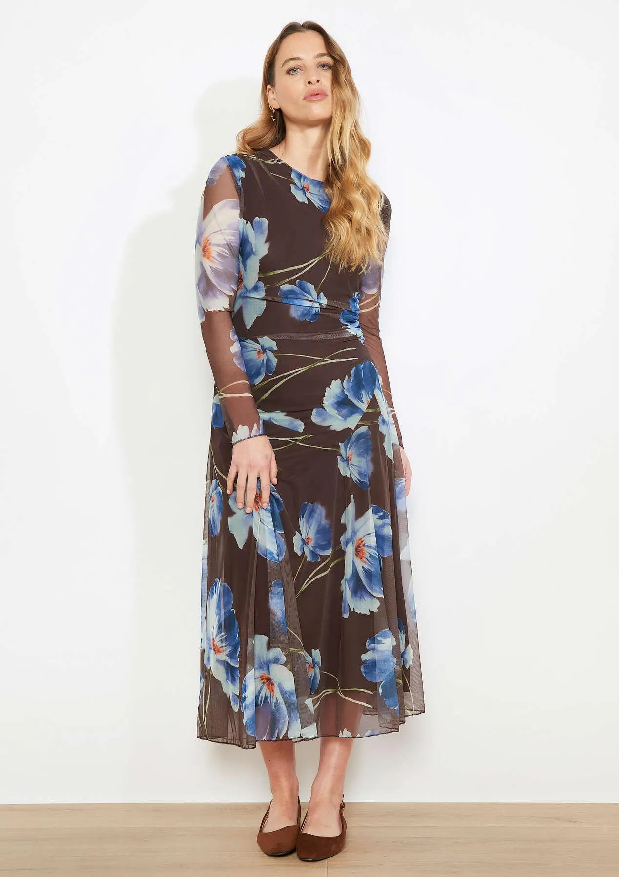 Flowing floral midi dress