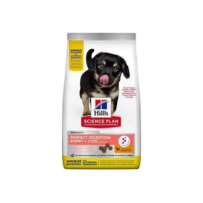 Hill's Science Plan Puppy Perfect Digestion Medium Met Kip en Bruine Rijst Hond 14kg
