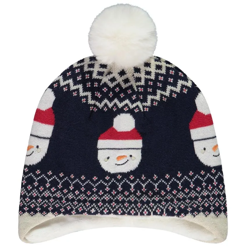 Bonnet en tricot jacquard bonhommes de neige pour bébé garçon
