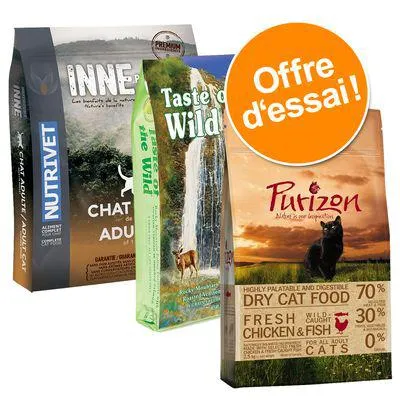 Pack Sans céréales : croquettes Purizon + Nutrivet + Taste of the Wild pour chat