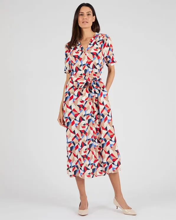 Jurk met grafische print van zuivere viscose