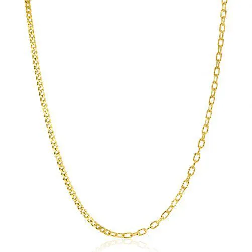 ZINZI gold plated zilveren multi-schakelketting met gourmet en paperclip schakels 2,7mm breed 43-45cm ZIC2468G