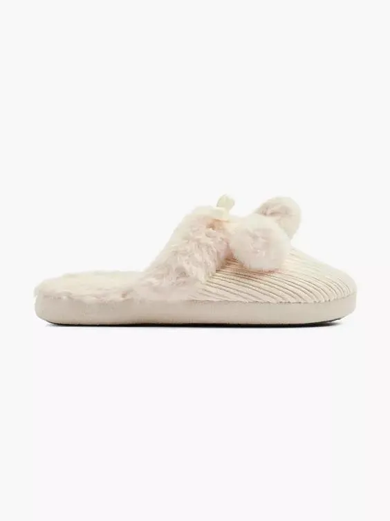 Beige instap pantoffel corduroy