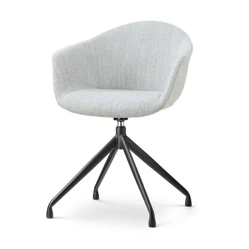 Nolon Nola-Otis Eetkamerstoel Grijs Melange - Draaibaar Zwart Onderstel