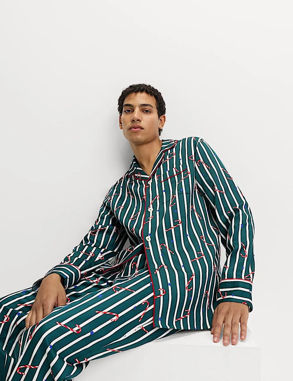 Pure Cotton Candy Cane Family Christmas Pyjama Set