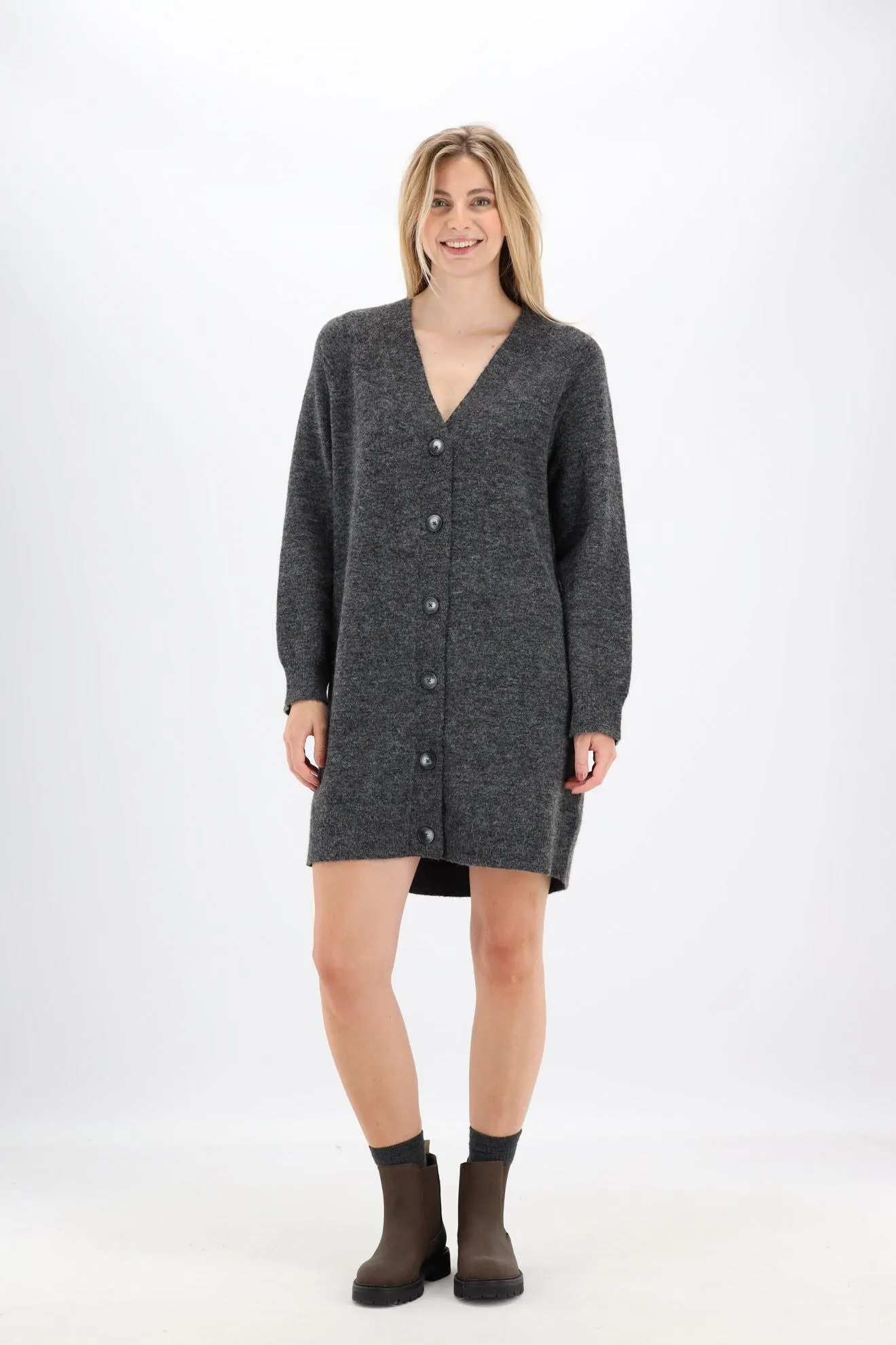 Donkergrijs gebreide jurk by Frances