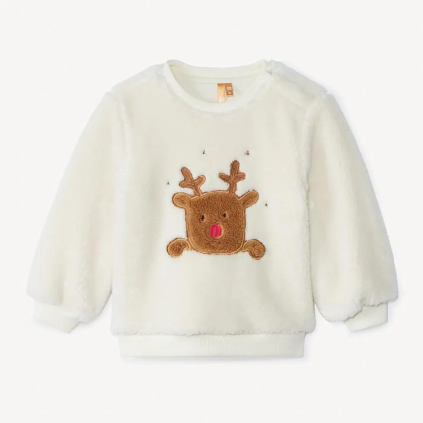 Sweat sherpa à patch renne de Noël pour bébé garçon