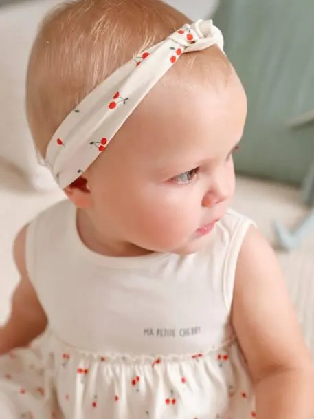 Robe et bandeau assorti bébé fille - écru
