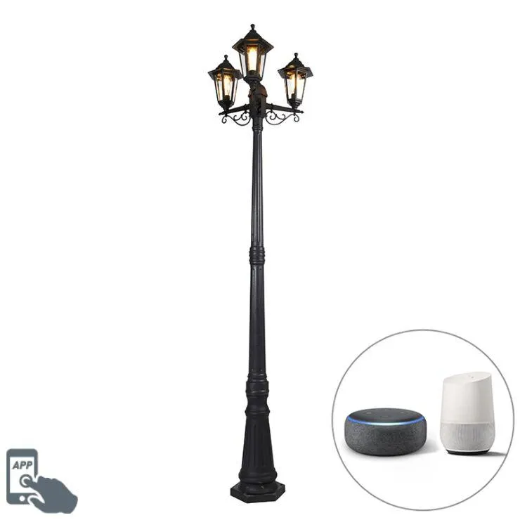 Intelligens kültéri lámpa, fekete 3 fényű Wifi ST64 - New Haven